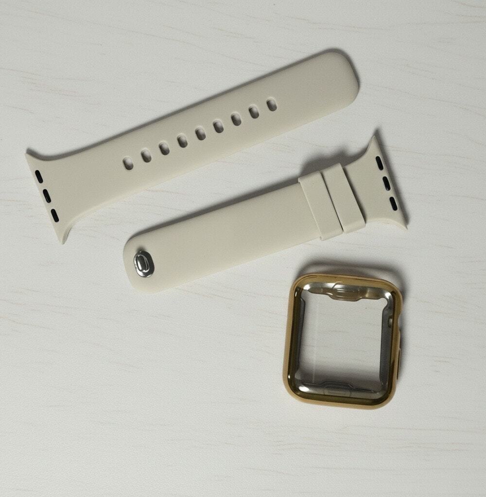 Sport Band With Case Compatible with Apple Watch Band 42mm Starlight
